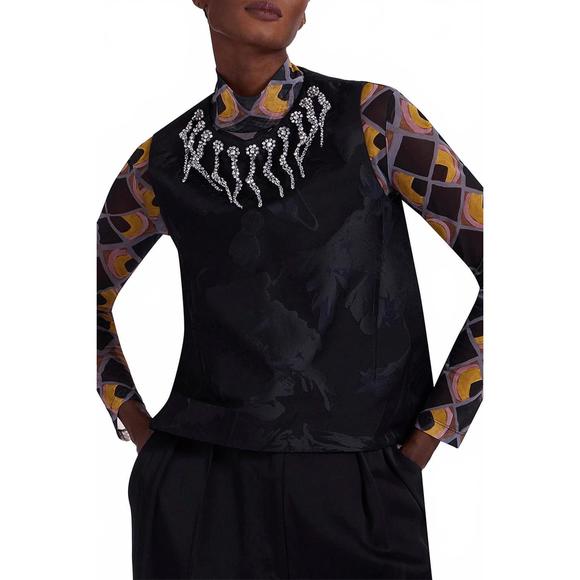 NEW LA DOUBLEJ la scala top in sylph jacquard black - Picture 1 of 4